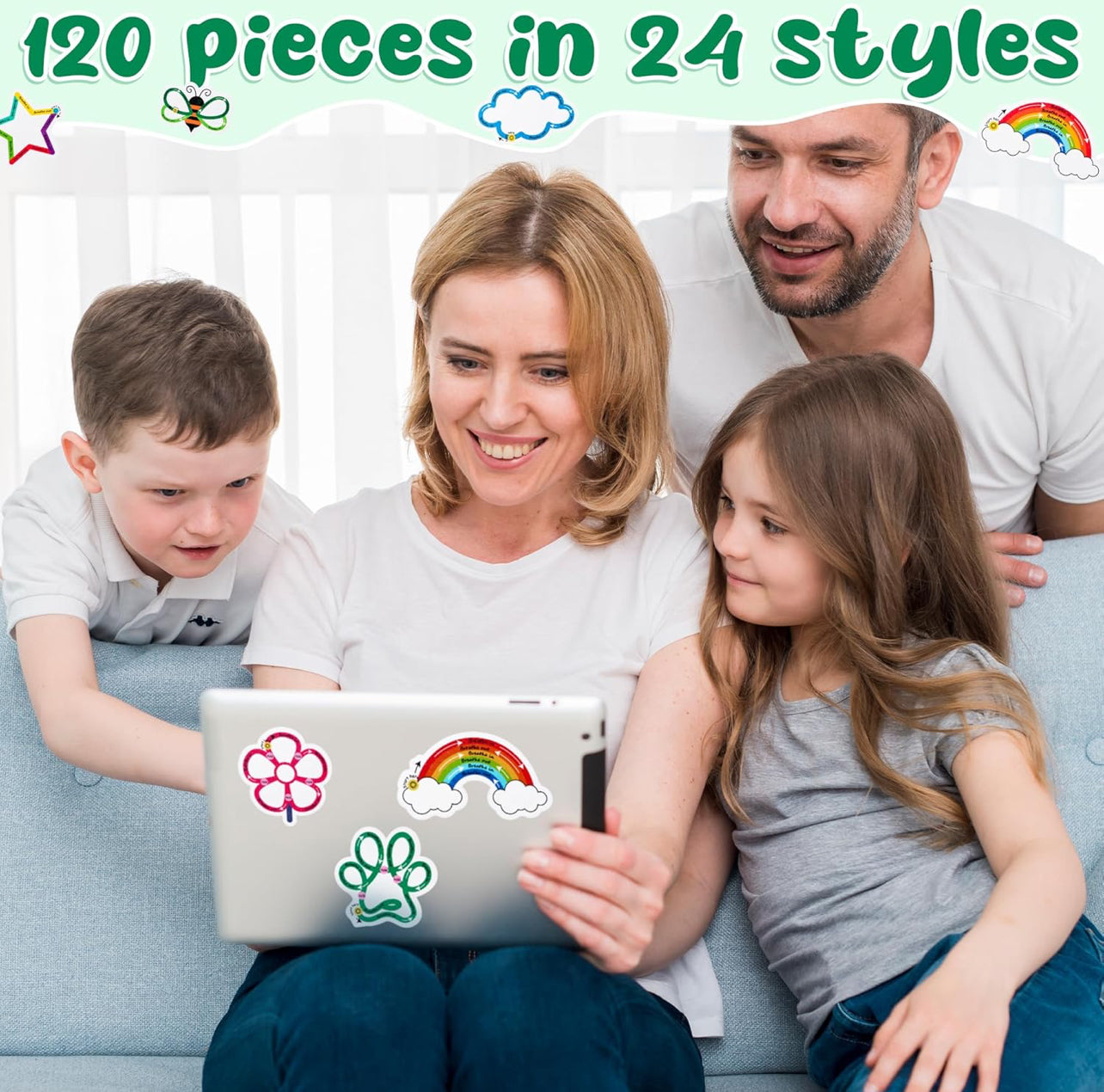 120 Piece Breath Anxiety Sensory Sticker Set for Kids and Adults