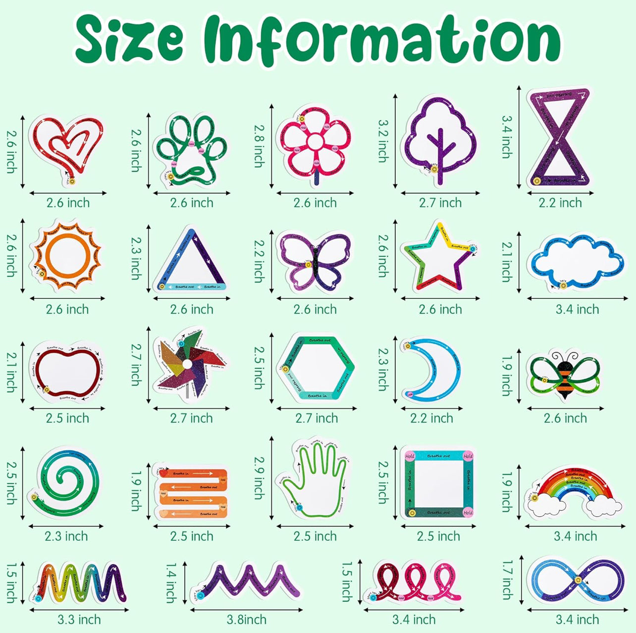 120 Piece Breath Anxiety Sensory Sticker Set for Kids and Adults