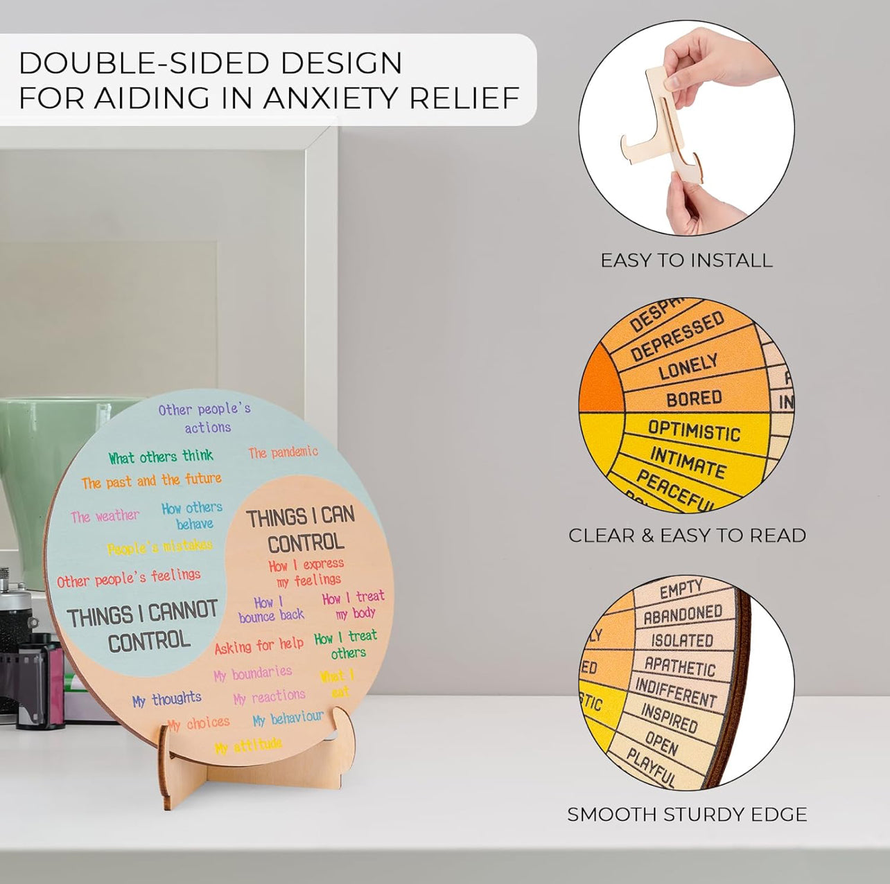 Feelings Wheel Double-Sided Chart With Stand